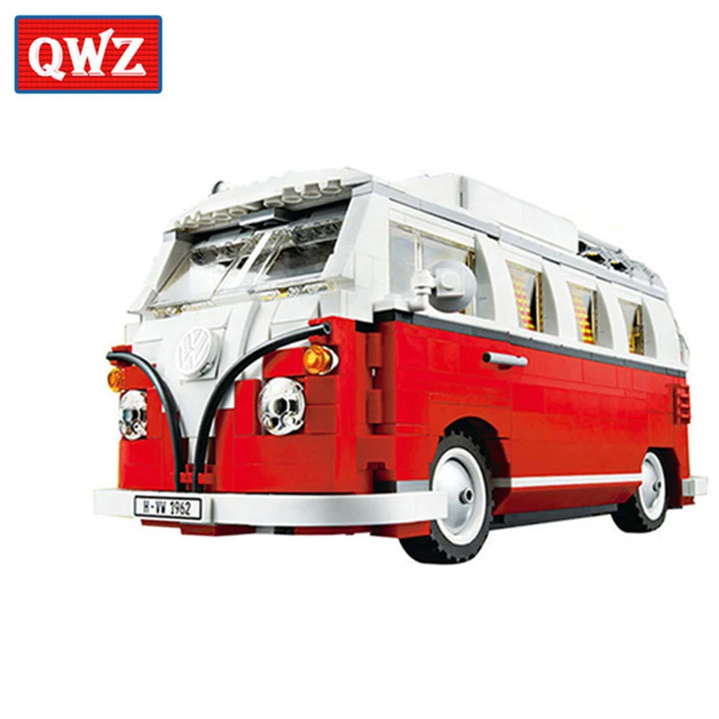 

QWZ 1354Pcs Technic Series Volkswagen T1 Camper Van Model Building Kits Set Bricks Toys Compatible Legoed Blocks For Kids Gifts