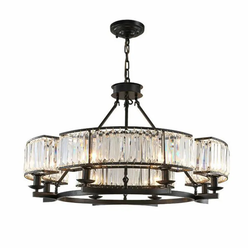 

Loft Style Vintage Crystal Lamp Black Bronze Crystal Lamp Chandelier Mask Lamps for Living Room E14 Led Lamp