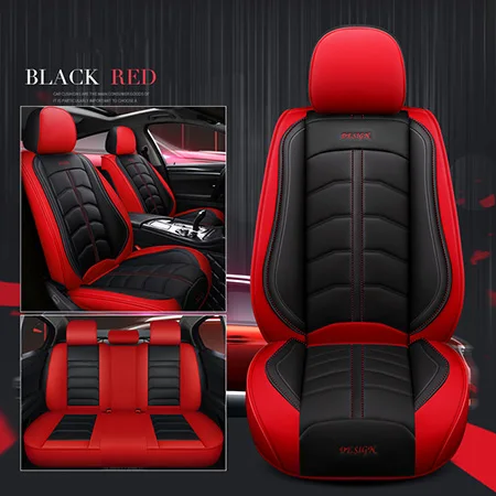 Спортивный кожаный чехол для сидений автомобиля для Toyota Corolla Camry Rav4 Auris Prius Yalis Avensis SUV автомобильные аксессуары подушка для стайлинга автомобиля - Название цвета: Black  red no pillow