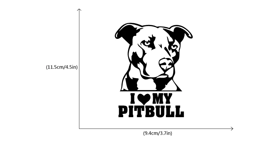 Креативная виниловая Автомобильная наклейка с надписью «I LOVE MY PITBULL», оконный бампер с изображением собаки из мультфильма, наклейка на автомобиль с изображением животных