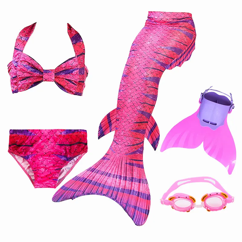 Купальный костюм для девочек с хвостом русалки; детский купальный костюм с хвостом русалки Ариэль; детский купальный костюм - Цвет: with monofin goggle