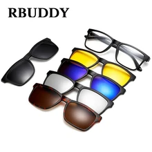 RBUDDY магнитные солнцезащитные очки мужские Поляризованные прикрепляемые солнцезащитные очки для вождения квадратные wo мужские очки прозрачные, оправа очки ночного видения