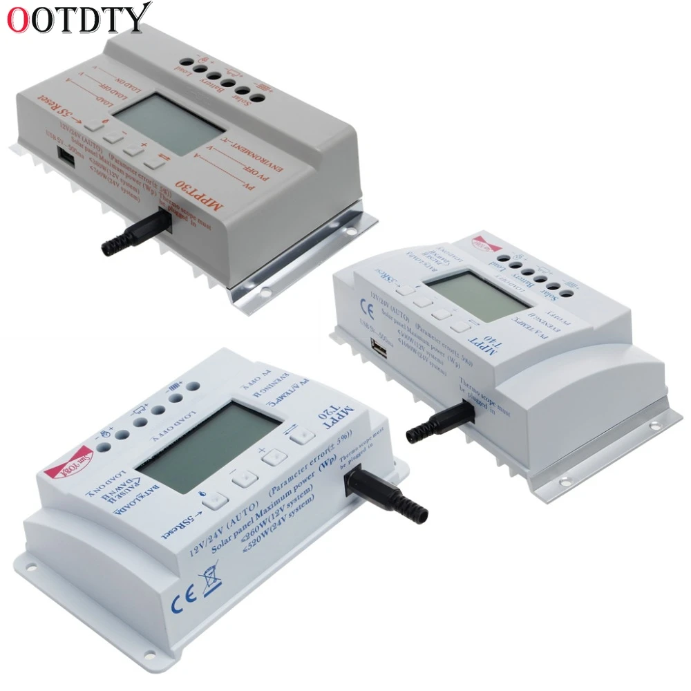 

LCD 20/30/40A 12V/24V MPPT Solar Panel Battery Regulator Charge Controller T20 3 Timer Solar Controllers
