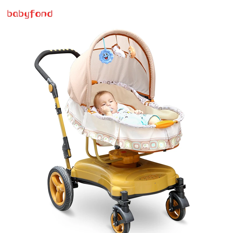 

Baby Electric Rocking Chair, 360 Degree Rotation Multifunctional Trolley Light Folding Baby Carriage High Landscape Small Cart