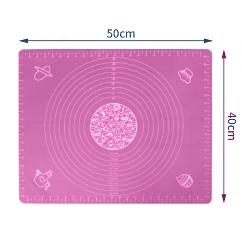 Платиновый силикон месильные коврики выпечка коврик для замеса теста клецки колодки амортизирующие прокладки антипригарные плиты для раскатывания теста доски - Цвет: Pink 50x40