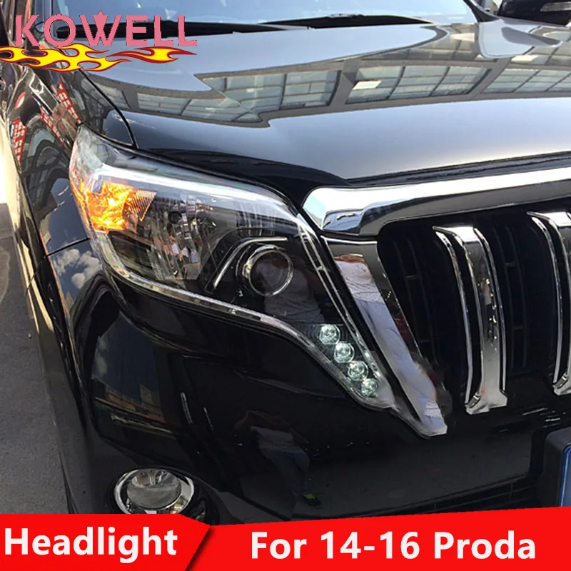 KOWELL автомобильный Стайлинг Головной фонарь для фары для Toyota Prado светодиодный фонарь ангельские глазки DRL Биксеноновые линзы HID автомобильные аксессуары