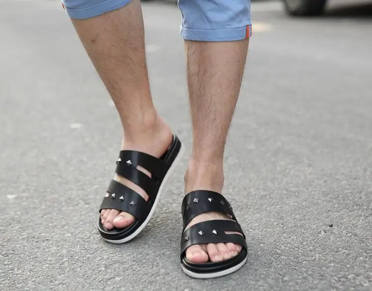 Горячая Распродажа модные летние мужские сандалии, мужская для отдыха с открытым носком пляжная обувь модные ультра-тонкого волокна материала приглушенный сандалии