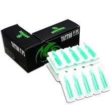 100 шт смешанные размеры зеленый одноразовый стерильный набор для тату трубка сопло круглый плоский тату лайнер-шейдерная Татуировка поставка