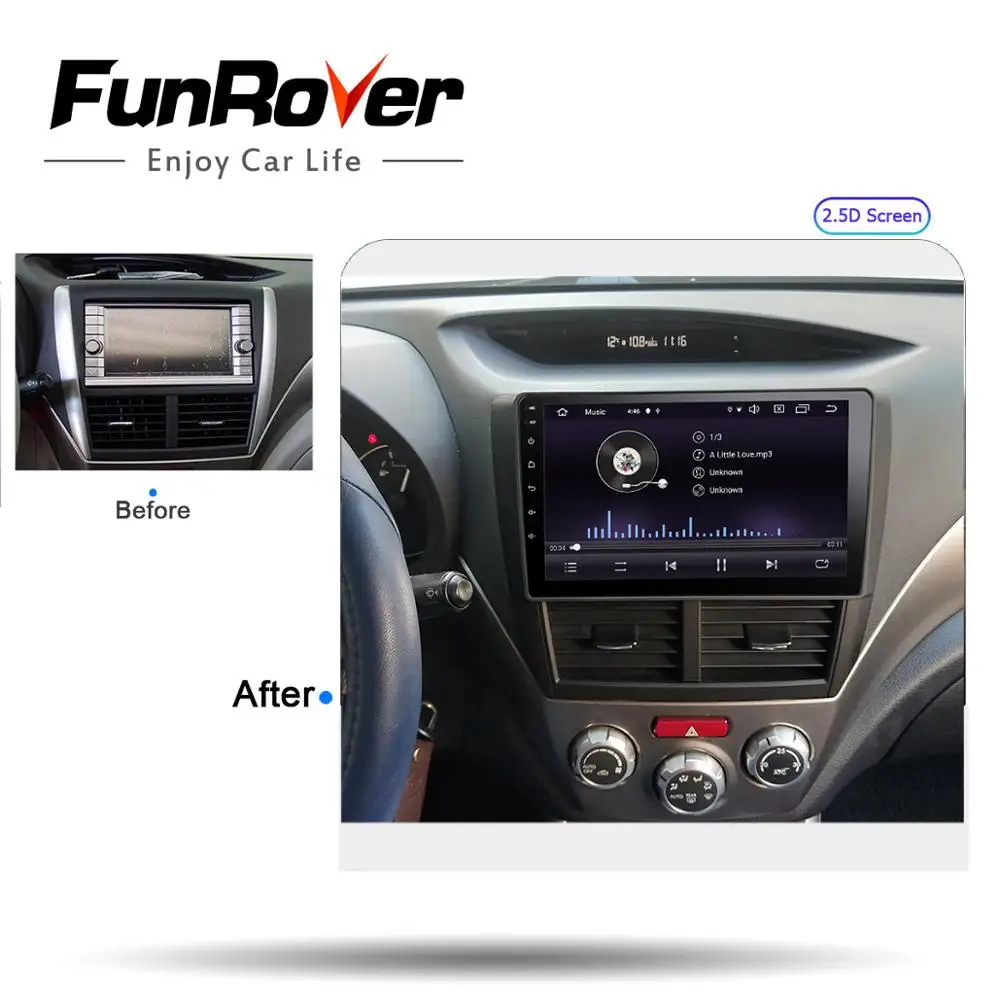 Top Funrover 2.5D+IPS Android 9.0 Car Radio Multimedia player GPS For Subaru Forester 2008-2012 2din car dvd navigation vedio gps BT 2