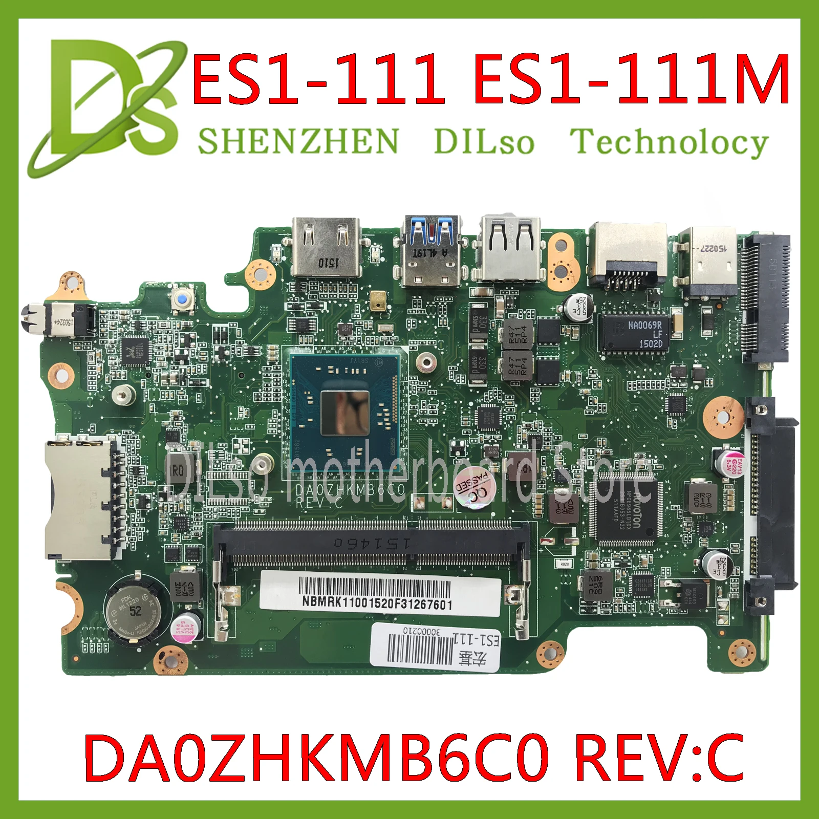 KEFU DA0ZHKMB6C0 материнская плата для acer Aspire ES1-111 E3-112 V3-112P Материнская плата ноутбука DDR3 процессор Celeron работы