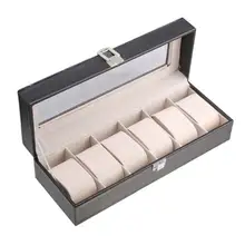 6 слотов кожаный чехол Дисплей Коробка для хранения Органайзер Оконный Для наручные часы LXH