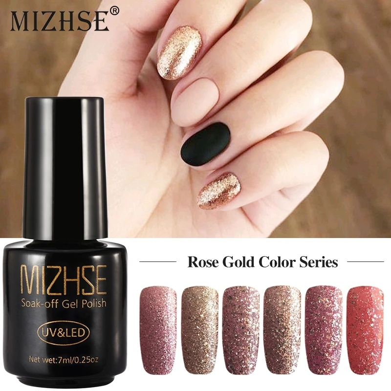 Limited Chance of  MIZHSE UV Gel Nail Manicure Diamond Glitter UV Nail Polish Gel Nail Quality Soak Off Gel Polish Ros