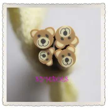

e-07 Free Shipping 100pcs 5mm Brown Bear Clay Cane Fancy Nail Art Polymer Clay Cane