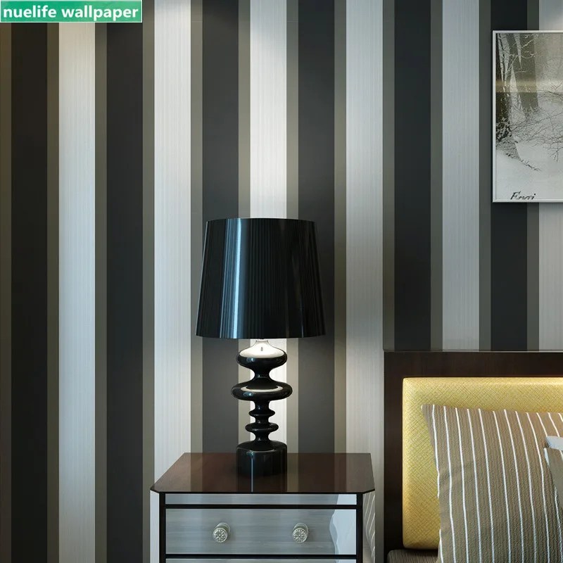 

black and white horizontal and vertical pattern non-woven stripes wallpaper shop living room bedroom TV background wall paper