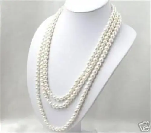 

shipping SUPER LONG 80 INCHES 7-8MM WHITE AKOYA CULTURED PEARL NECKLACE
