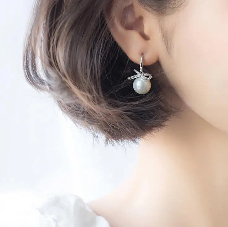 

Butterfly Knot Earrings 100% 925 Sterling Silver Drop Earrings Silver Jewelry with Shell Pearl