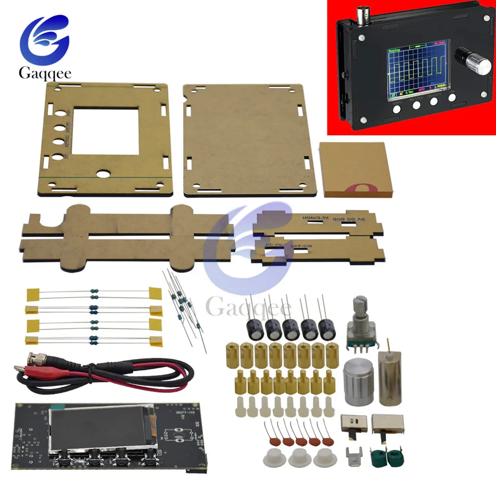 

DIY Kit Oscilloscope DSO328 Portable Digital Oscilloscope 2.4"TFT 1Msps 0-200KHz STM32 with Alligator Clip Probe Protection Case