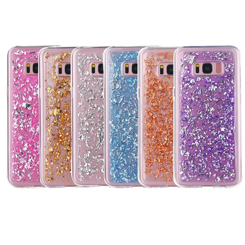 Bling Glitter Gold Foil Star Crystal Clear Soft TPU Case Cover for Samsung galaxy S8 S8Plus S4 S5 S6 S7 Edge Note4 note5 Capa |