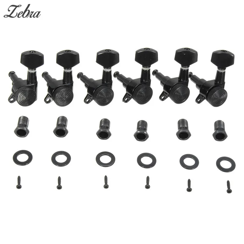 

Zebra 6pcs/Set Electric Guitar Locking String Tuning Peg Key Machine Head Tuner with Screws For Guitar Parts Accessories