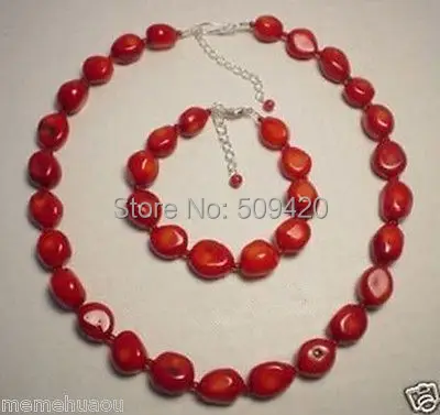 

Wholesale jewe214>> real red coral necklace bracelet