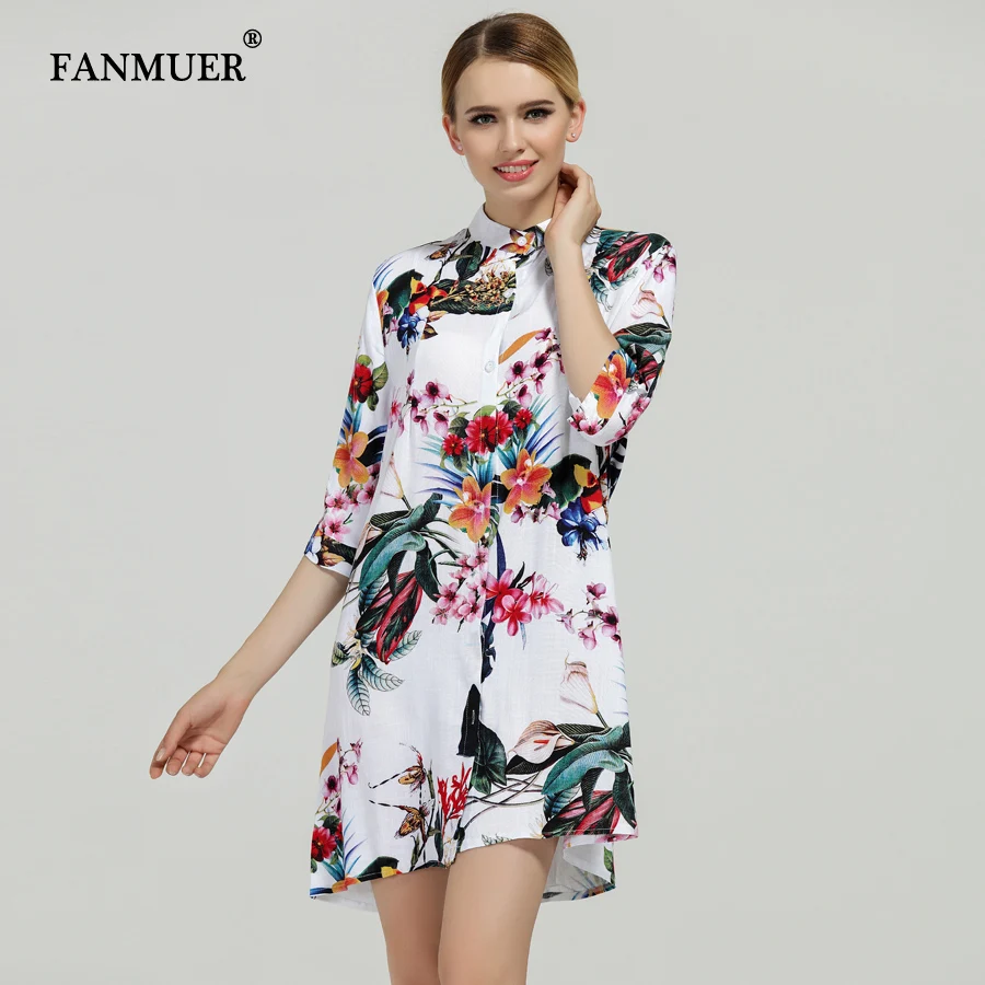 2021 New women summer long blouses print vintage blouse shirt plus size women floral half sleeve blusas kimono