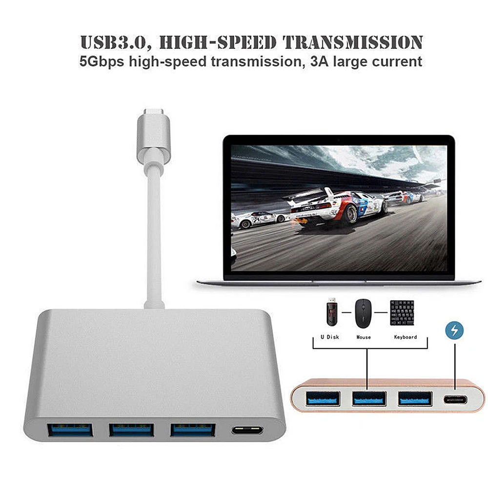 4 в 1 USB 3,0 концентратор TYPE-C к HUB3.0 зарядное устройство многопортовый адаптер Thunderbolt для нового Macbook Pro для Dell PC Новинка