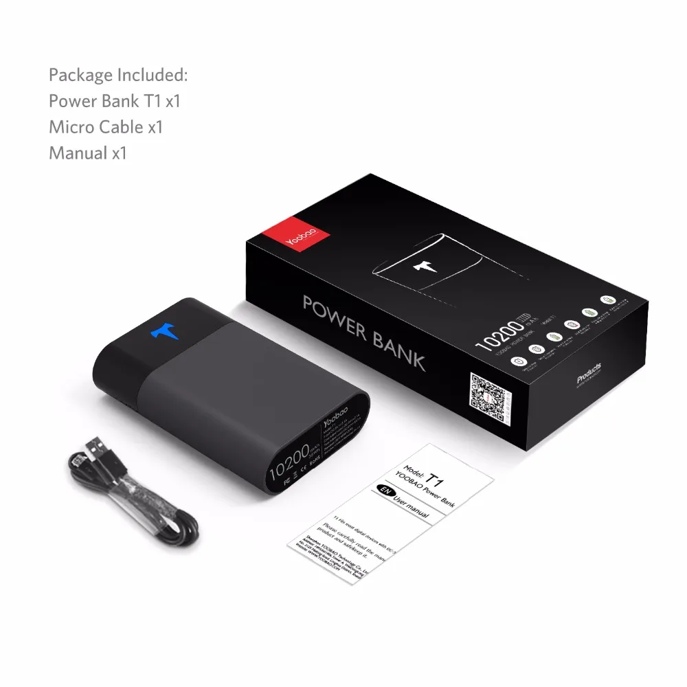 Yoobao T1 10200 мА/ч мини внешний аккумулятор портативное зарядное устройство для