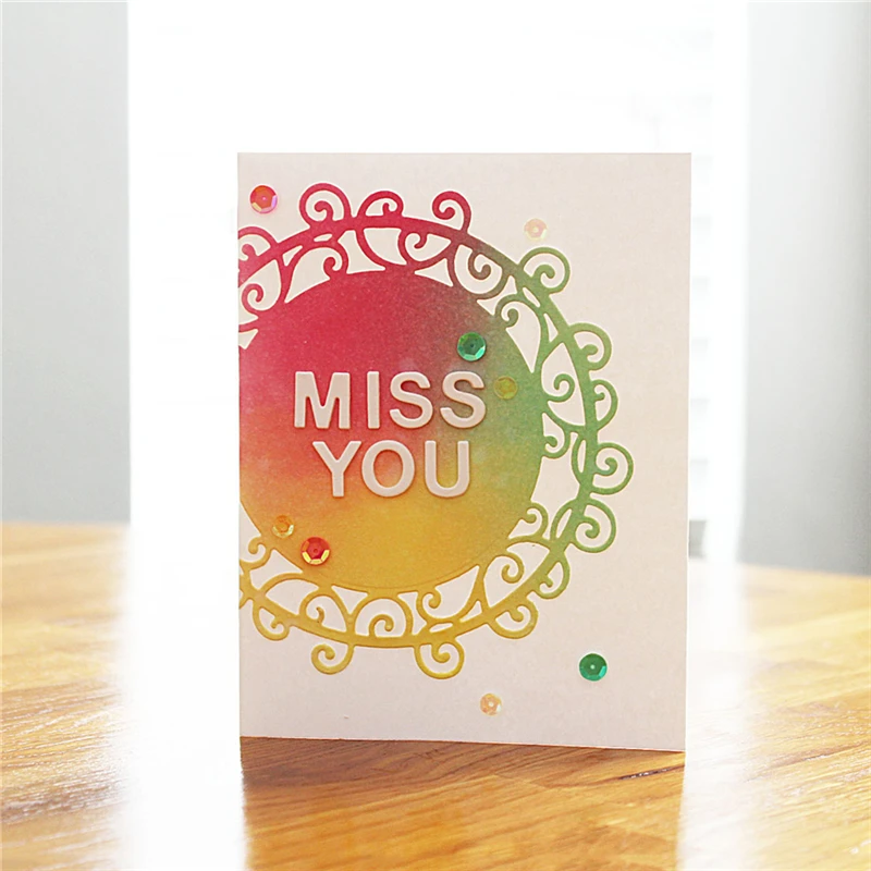 

DiyArts Circle Frame Metal Cutting Dies New 2019 Lace Edge Frame Miss You Swirl for Dies Scrapbooking Card Making Craft Cut Die