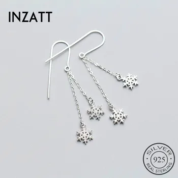 

INZATT Double ChainTassel Snow Dangle Drop Earrings for Elegant Women Engagement 925 Sterling Silver Fashion Jewelry 2020 Gift