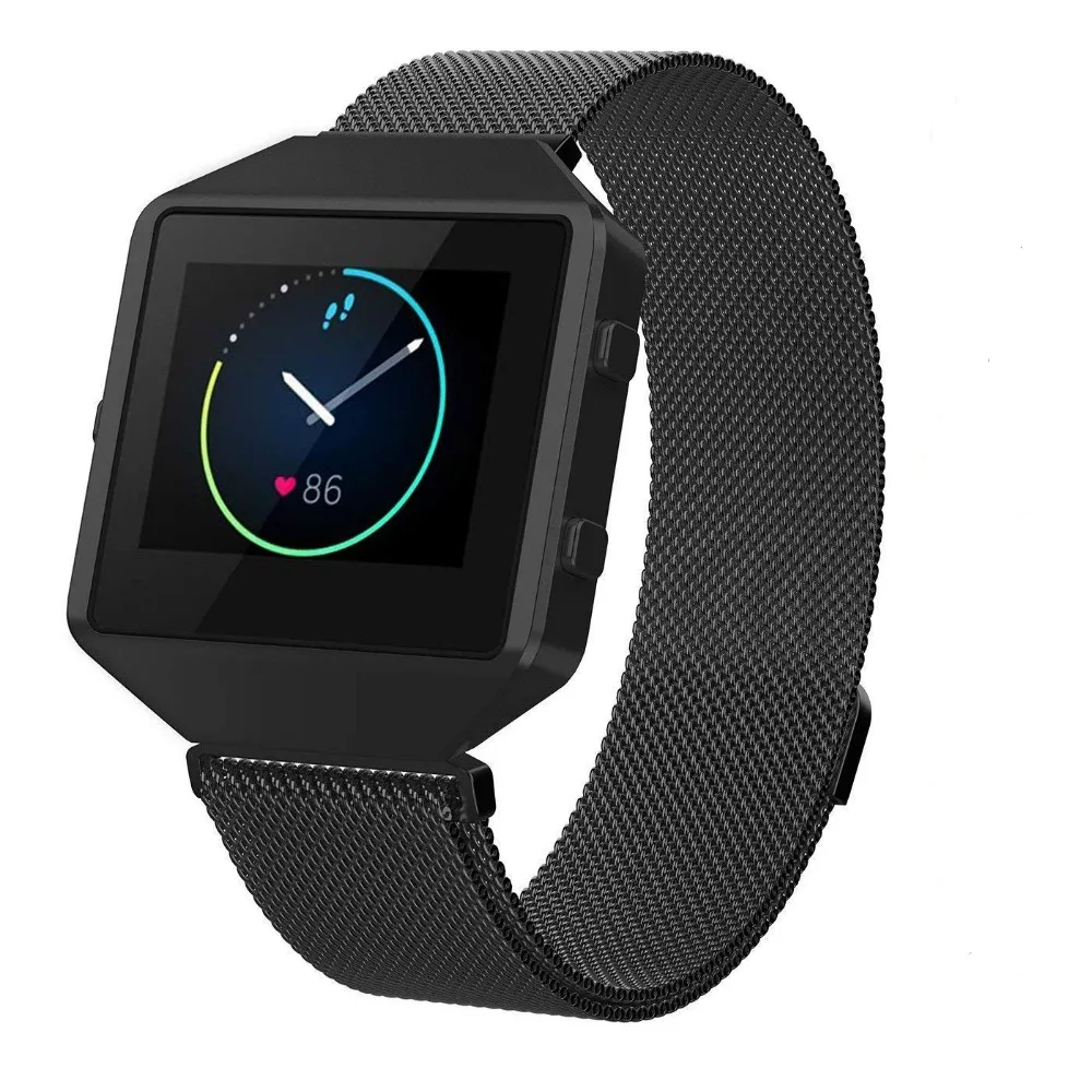 Дизайн металлические звенья+ рамка для fitbit blaze часы трекер ремешок регулируемый ремешок для часов браслет ремешок с оболочкой черный