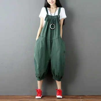 

Fashion Casual Denim Jumpsuit Women Overalls Plus Size Loose Romper Female Suspenders Trousers Drop-crotch jogger Dungarees