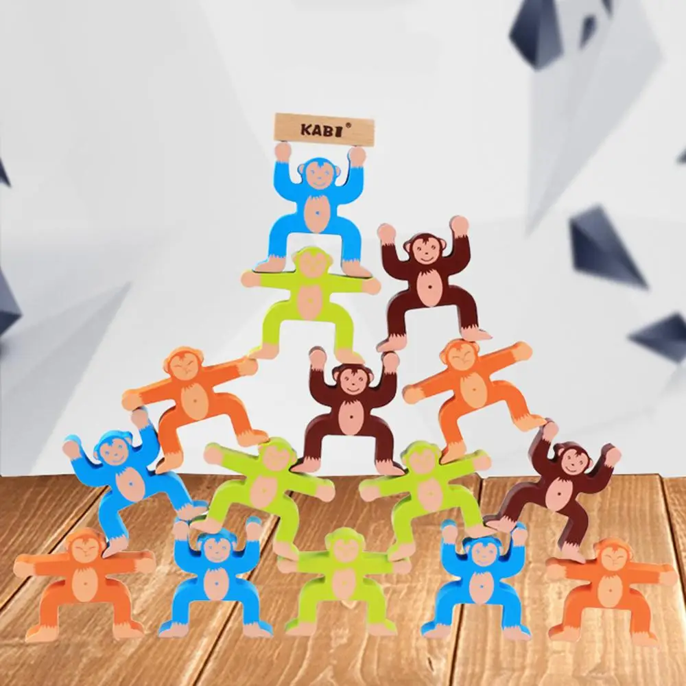 

Cute Colorful Monkey Wooden Balancing Game Building Blocks Kids Children Toy