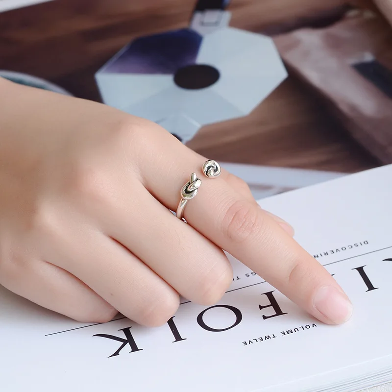 Ретро Винтаж 925 пробы серебряные ручной открытый палец Открытые Кольца для женщин ювелирные изделия из стерлингового серебра