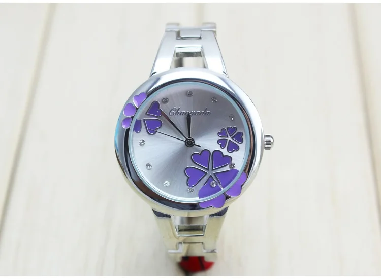 Для женщин s часы лучший бренд кварцевые часы Женское платье, меняющие цвет цветок часы с браслетом Повседневное Для женщин часы наручные часы - Цвет: Фиолетовый