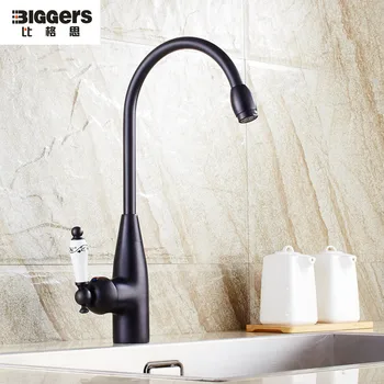 

Free shipping single handle Black Bronze ceramic Kitchen Faucet copper Retro bathroom basin faucet cold and hot water mixers
