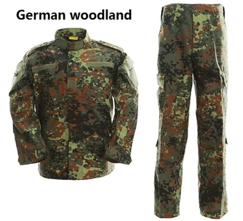 

Tactical Uniform Camouflage Suit Military Combat Uniform Set Shirt + Pants German Woodland Camouflage Clothing Hunting Clothes