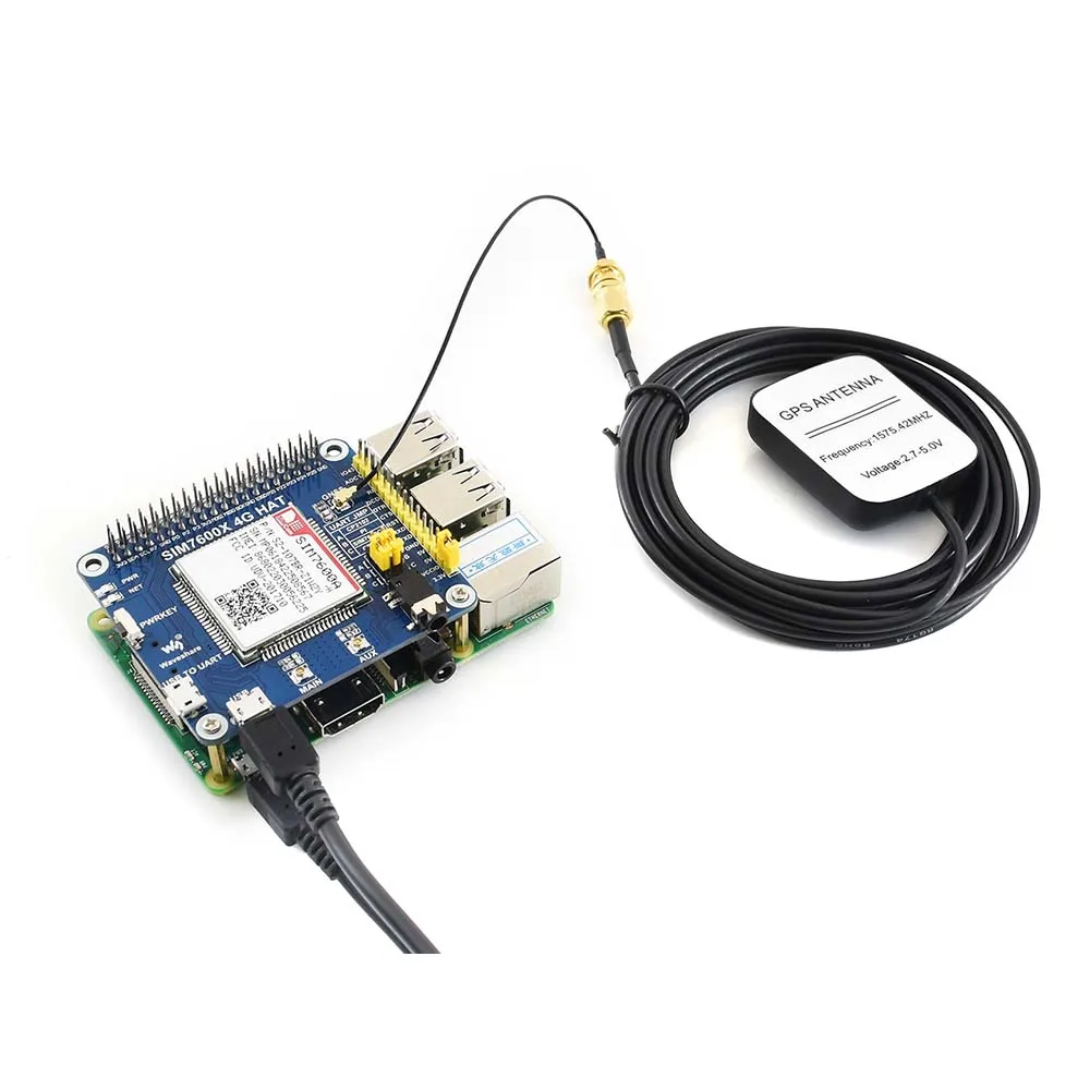 Шляпа Waveshare 4G / 3G GNSS для Raspberry Pi LTE CAT4 Северной Америки|Демонстрационные стенды| |