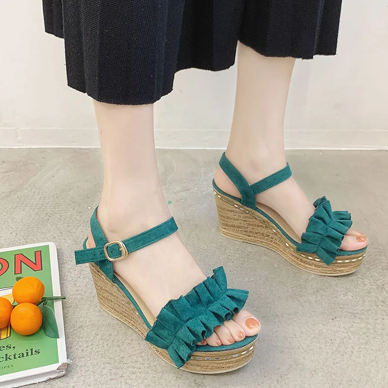 

2019 Women Summer Platform Sandals Female Fish Mouth Platform High Heels Wedge Shoes Lady Sexy Buckle Slope Sandals