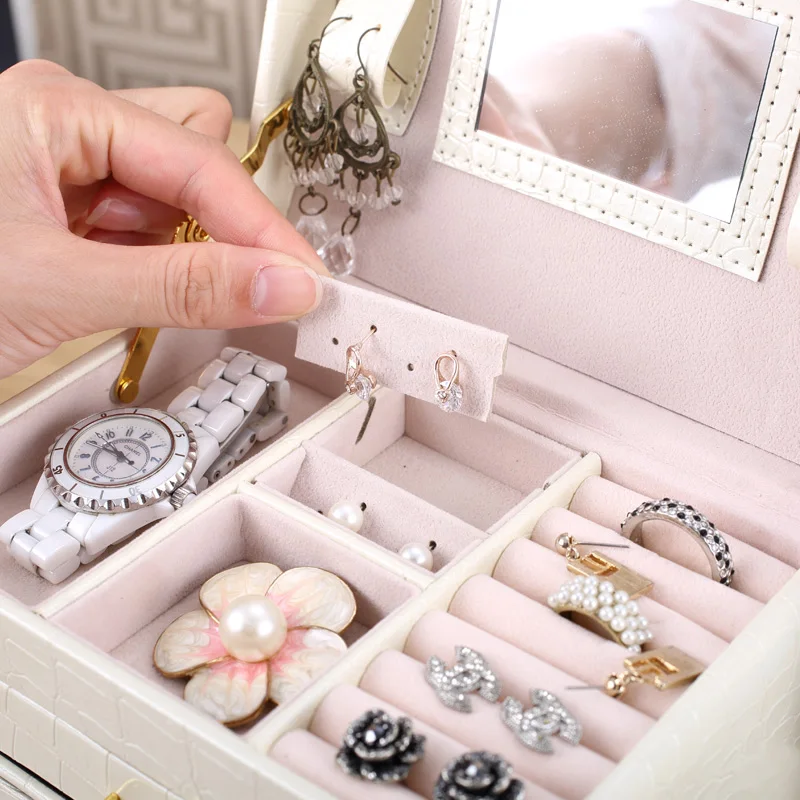 Princess-style Jewelry Box Leather Jewelry Box Cosmetic Box Jewel Case Upscale Jewelry Organizer Birthday Gift Wedding Gift
