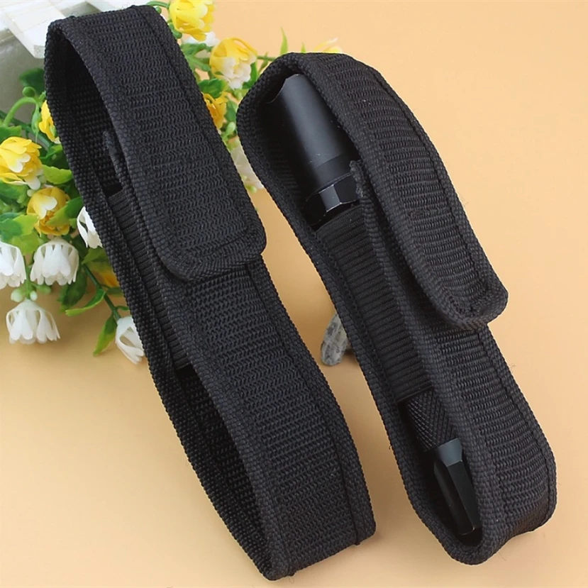 Tactical Molle Nylon Flashlight Holster Duty Belt Carry Case Lightweight Portable Pouch for LED Torch Flashlight Protect Holder