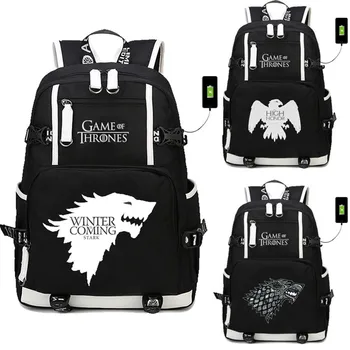 

Anime Game Of Thrones USB Charging Backpack Bags Laptop School Travel Book Causal Bags Students Laptop Girls Boys Rucksack Gift