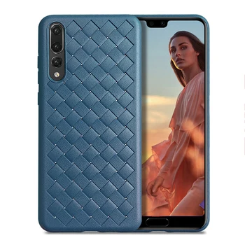 

500pcs Woven Pattern All-inclusive Soft TPU Leather Cover For Huawei P30 P20 Mate 20 X 10 Pro Ultra Slim Protective Skin Cases