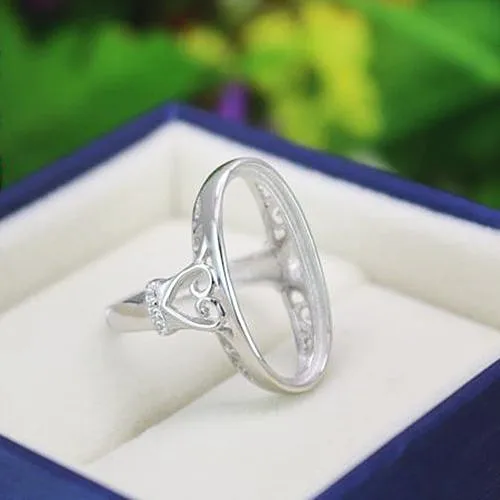 

13x23mm Oval Cabochon Semi Mount Sterling Silver 925 Ring Setting Solitaire Engagement Wedding Fine Jewelry Setting