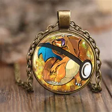 2019 Nieuwe Mode Anime Sieraden Charizard Pokeball Pokemon Ketting 27 MM Ronde Glazen Dome bijoux femme(China)