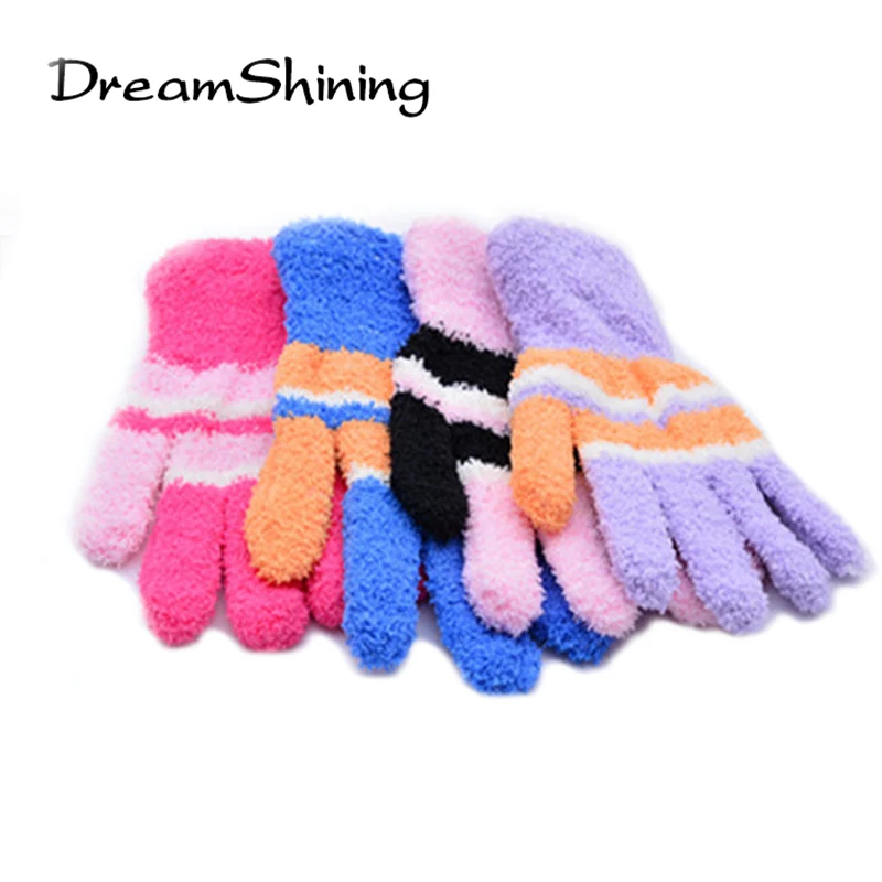 New Listing Autumn Winter Women Wool Gloves Girls Plus Velvet