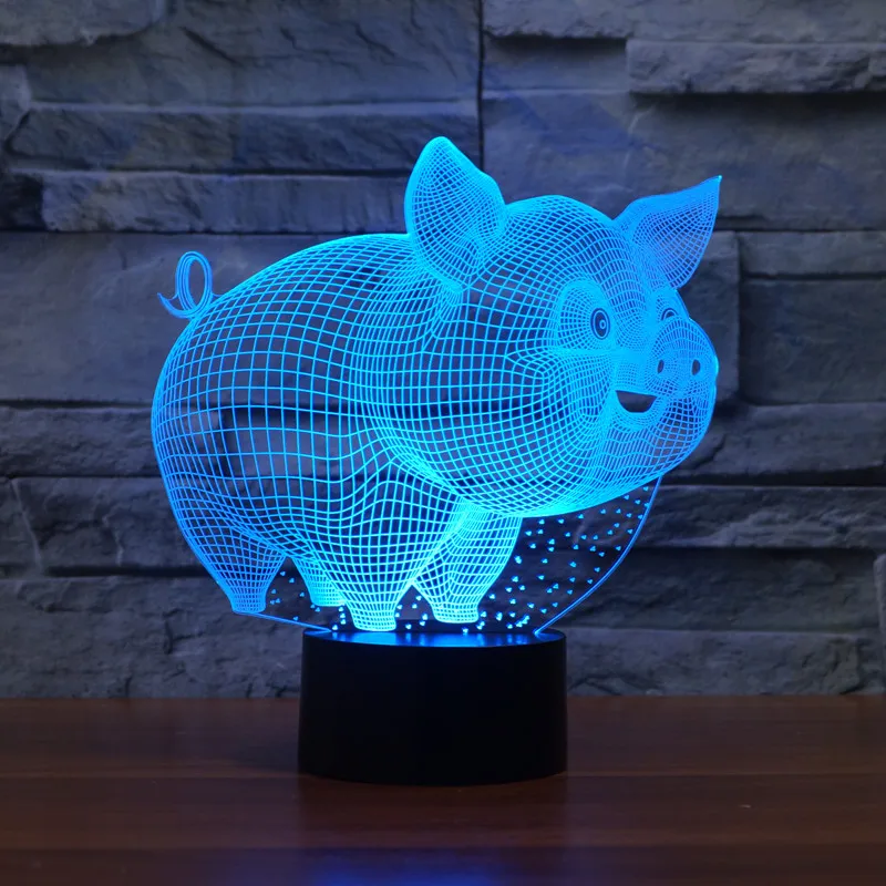 3D свинья модель настольная лампа USB Сенсор Ночные Светильники LED Скульптура модные Аксессуары лампы как Спальня спальный Безопасный свет