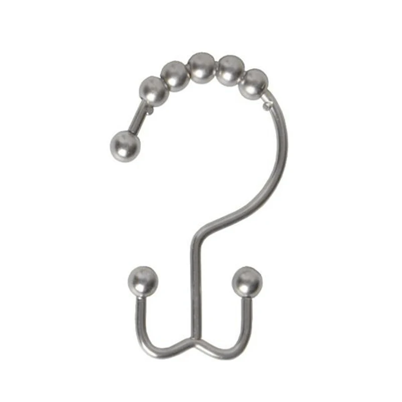 

Metal Double Roller Glide Shower Curtain Ring Hooks Chrome 8 Beads Hooks for Bathroom TSH Shop