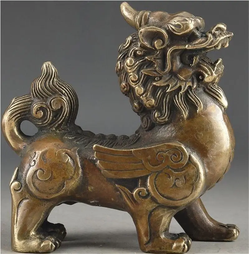 Estatua antigua de Kirin coleccionable Oriental china, exorcista de