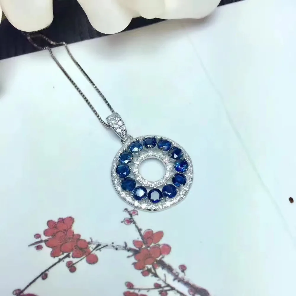 Верность естественно 3 мм сапфир s925 серебро круглыми подвесками модные fine jewelry gfit для женщин натуральный синий драгоценный камень