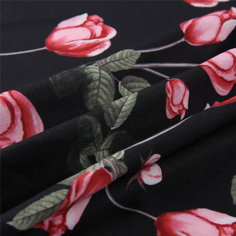New Womens Fashion Summer Sexy Casual Elegant  V Neck Dress Elegant Lady Bohemia Floral Printed Dress #4A23 (4)